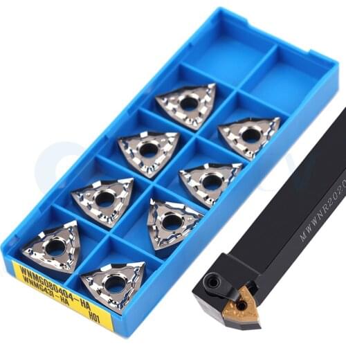 1Pcs MWWNR2020K08 MWWNR2525 External CNC Lathe Turning Tools Holder +10pcs Peach Shaped WNMG Carbide Cutting Insert Highstrength