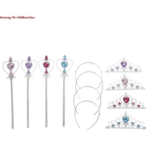 2Pcs/Set Princess Elsa Cosplay Accessories Children Diamond Crowns Tiaras + Magic Wand Girls Hair Accessories