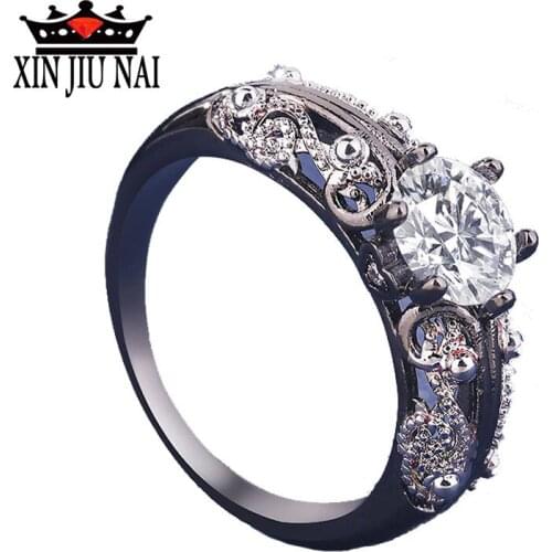 2020 new 18K black gold bright lace fashion exquisite diamond ring wedding engagement luxury jewelry gift women jewelry