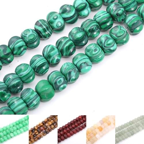25/40PCS Natural Carved Pumpkin Loose Beads 8/10mm Tiger Eye Goldstone Round Beads For DIY Making Bracelet Necklace Jewelry