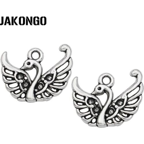 40PCS Antique Silver Plated Swan Charms Pendants for Jewelry Making Bracelet Accessories DIY Craft 18x15mm