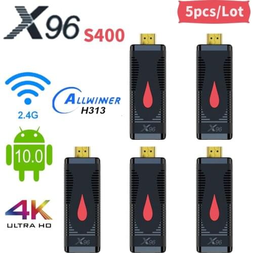 5pcs TV Stick X96 S400 Smart Android 10 Allwinner H313 Quad Core2.4G WiFi 1080P HD 4K 60fps Google Youtube TV Dongle IR Receiver