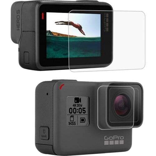 For GoPro Accessories Tempered Glass Film LCD HD Screen Protector+Housing Lens Protector for GoPro HERO(2018)/7 Black/6/5