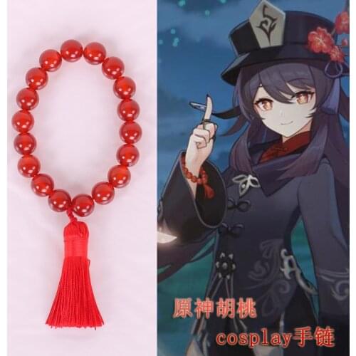 Anime Genshin Impact Hu Tao Bracelet red Agate Beads Cosplay Prop Jewelry Decor Jewellery for Girl Cosplay Hot Gifts