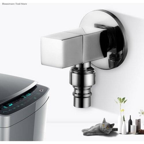 Automatic Washing Machine Brass Faucet Bathroom Tap Household Balcony Mop Pool Faucets Rotary Switch Faucet Silver Durable