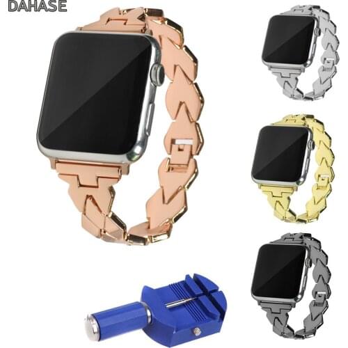 DAHASE Stainless Steel Chain Bracelet for Apple Watch Series 1 2 3 Strap Wristband for iWatch Band 42mm 38mm with Connectors