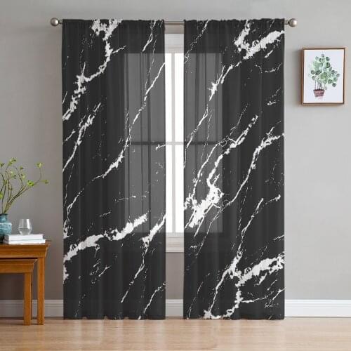 Black Concrete Crack Sheer Window Curtains for Living Room Bedroom Girls Room Decoration Tulle Curtains