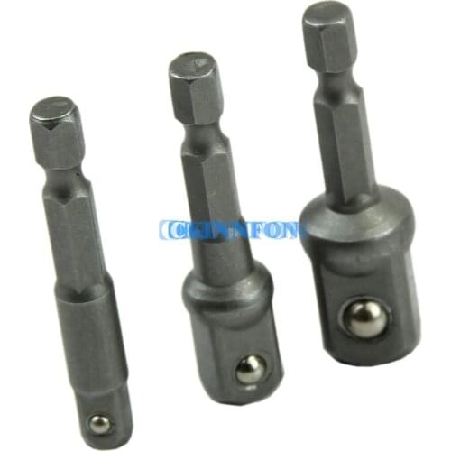 DHL 200Set 3Pcs New Socket Adapter Set Hex Shank to 1/4",3/8",1/2" Impact Driver Drill BIts