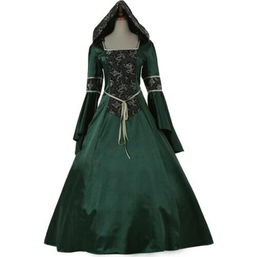 Elegant Long Sleeve Victorian Medieval Aristocrat Ball Gown Dress Deep Green Wedding Carnaval Party Fancy Dress Custom Made