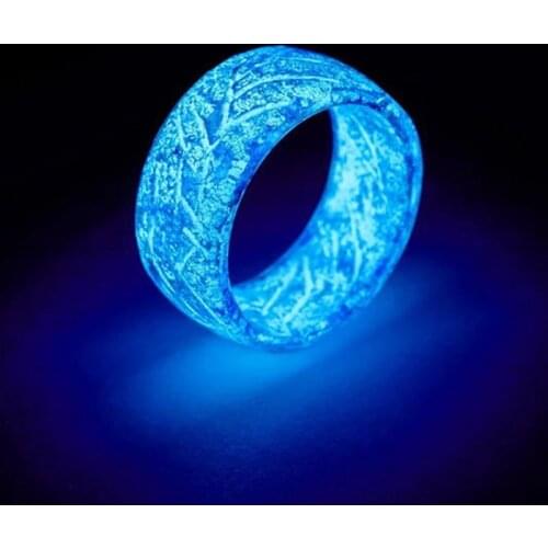 MIQIAO Handmade Fluorescent Shinning Resin Stone Ring With Magnificent Fanstasy Secret Magic Wooden Women Men Engagement Jewelry