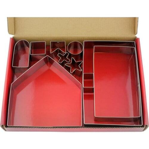 10pcs Stainless Steel Cookie Cutter Christmas Gingerbread House