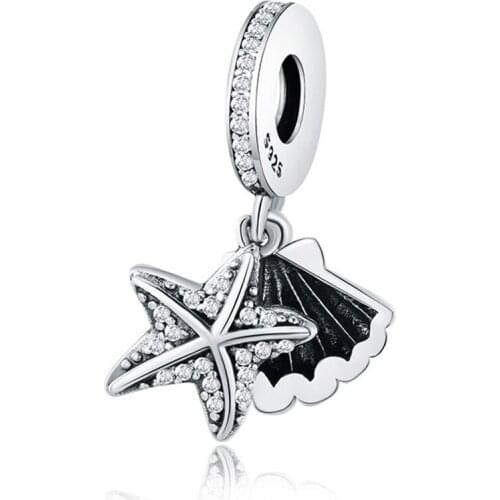 Hot Sale Silver Color Charm Bead Starfish Glaze Pendant Beads For Original Pandora Charm Bracelets & Bangles Jewelry
