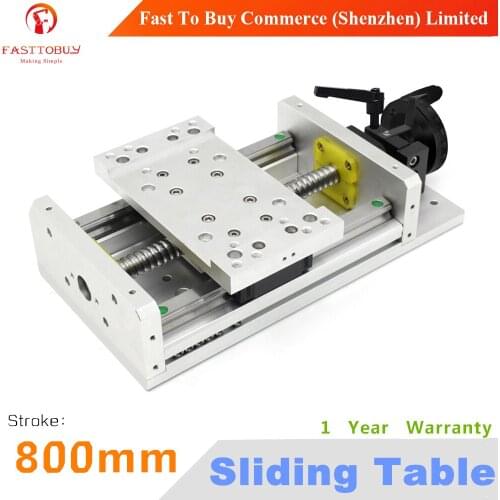 Stroke 800mm C7 CNC Sliding Table Lead Screw 1605 Manual Operation Linear Guides Repositioning Resolution 0.02mm for CNC Machine
