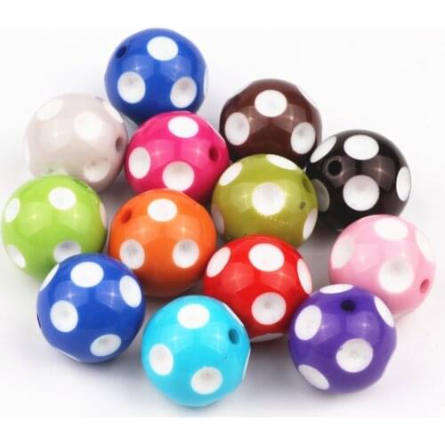 50pcs/lot 20mm Mix Color Round Acrylic Polka Dot Beads For Chunky Necklace Kids Jewelry Finding Making