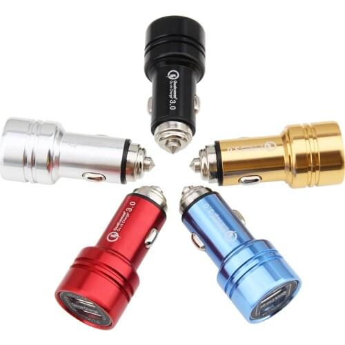 3.1A Metal MinDual USB Charger Quick Charge 3.0 Car Phone Chargers for iPhone Samsung Xiaomi Mi 9 QC3.0 Fast Charging 20pcs/lot