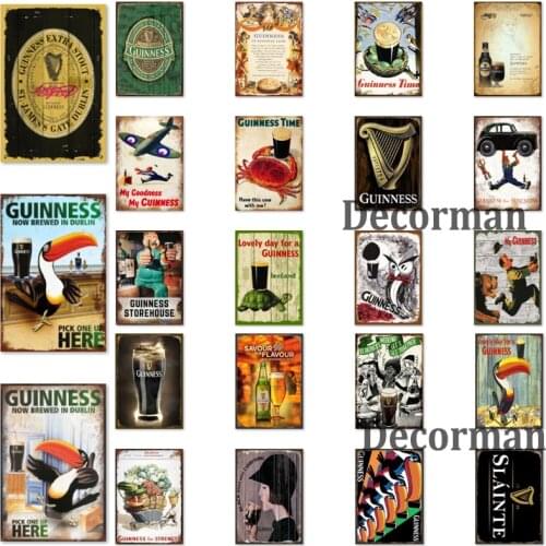 [ Mike86 ] Guinness Beer Wine Metal Plaque Tin Sign Wall Posters Painting Gift Art Decor Bar Decoration LTA-2007 20*30 CM