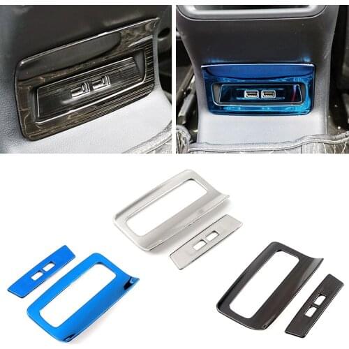 For Skoda Karoq 2017-2021 Car Interior Mouldings Armrest Rear Seat USB Socket Frame Molding Cover Trim Stainless Steel Sticker