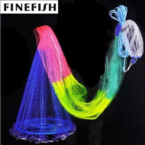 Finefish Monofilament and Multifilament USA Cast Net With Big Ring Easy Hand Throw Network Small Mesh Hunting Catch Fishing Net