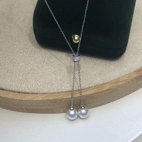 Popular S925 Sterling Silver Necklace Findings Jewelry Base Settings Mountings Parts for Akoya Edison Pearls, Coral, Jade