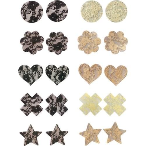 5 pairs/Bag Sexy women disposable adhesive nipples covers lace Jacquard breathable invisible bra sticker Chest Petals Lingerie