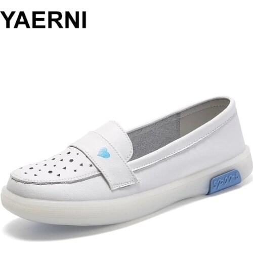 YAERNI Casual Woman Shoe Female Footwear Autumn Round Toe Soft Moccasin Dress Comfortable Fall Small Breathable Nurse Summer New
