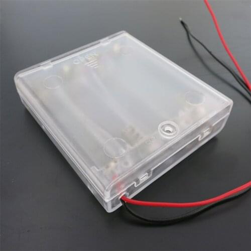 Transparent 4 AA Battery Holder Box Case With Switch New 4 AA 2A Battery Holder Box Case With Switch Free Shipping