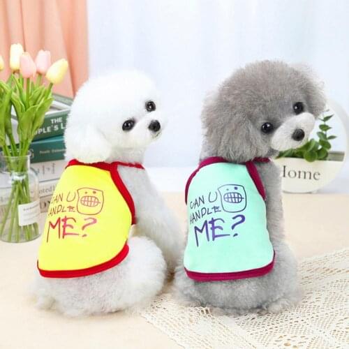 Dog Sleeveless Breathable Alphabet Pattern Blouse Cartoon Printing Adorable Polyester Sleeveless Puppy Vest Camisole For Summer