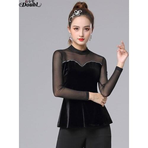 Excellent Quality Latin Dance Tops Female Sexy Performance Dancing Shirt Ballroom Cha Cha Samba Practice Dance Clothes