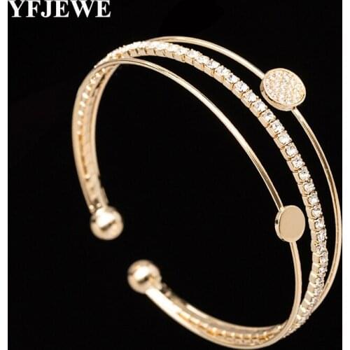 YFJEWE Women Shiny Bracelet Classic Crystal Rhinestone Stretch Bracelet Bangle Wristband Elastic Wedding Bridal Jewelry B255