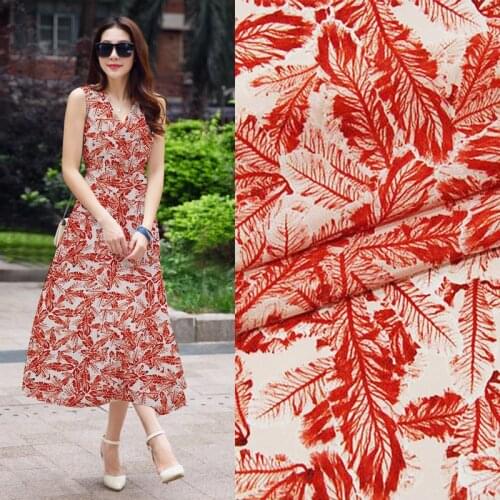 100% natural silk crepe de chine new red leaf skirt shirt harem pants suit diy cloth factory direct sales anti-wrinkle