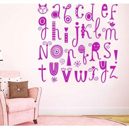 Funny Alphabet Wall Decal For Playroom Window Sticker Children Baby Nursery Room Vinyl Stickers Cute Art Deco Murals K555