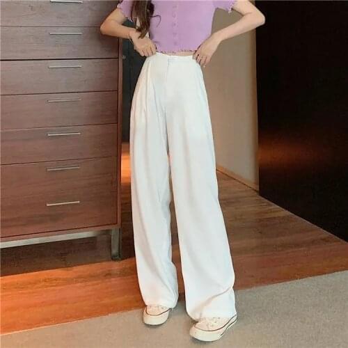 Summer Loose Casual Trousers For Women High Waist Maxi Wide Leg Trousers Female Elegant 2021 Fashion Clothing New