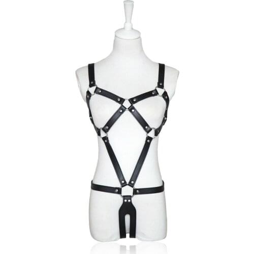 Womens BDSM Fetish Fantasy Body Bondage Harness Restraint Black Vegan Sex Toy Couples Sex Toys Sex Straps Bondage Restraints