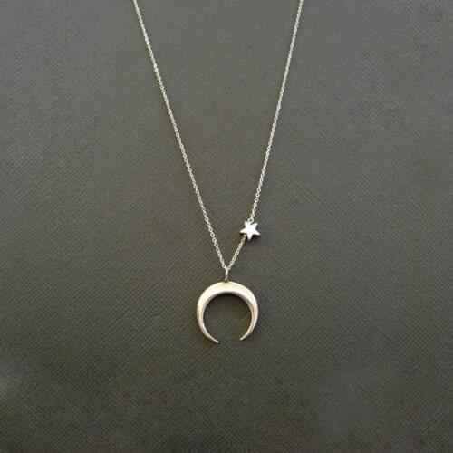 Ahmed Minimalist Star & Moon Pendant Necklace for Women New Statement Necklaces Girls Party Gifts Fashion Collar Jewelry