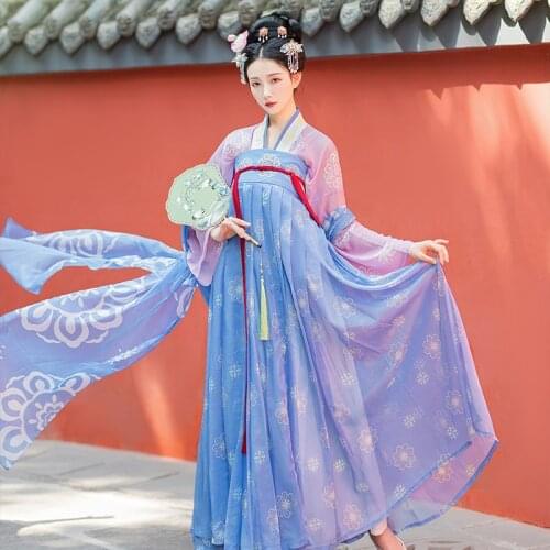 Princess Dresses Vintage Dress Casual Hanfu Women Chinese Style Clothes Stage Costume Folk Dance Wear Cosplay Costumes DL7297
