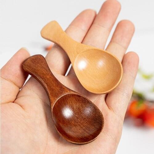 1Pcs Small Little Mini Natural Wooden Spoon Scoop Tea Honey Coffee Condiment Salt Sugar Spoon Cooking Tools Kitchen Gadgets