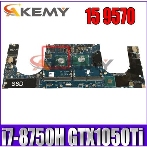 100% working DAM00 LA-F541P for DELL XPS 15 9570 motherboard YYW9X 0YYW9X CN-0YYW9X with i7-8750H cpu + GTX1050Ti graphic