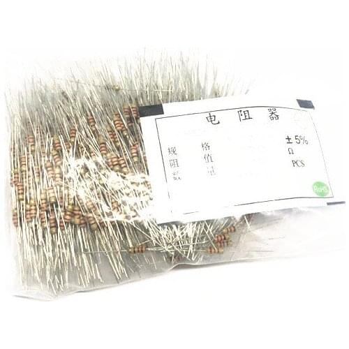 1000pcs Resistors 1K 10K 100K 220 OHM OHMS 1/4W 5% Carbon Film