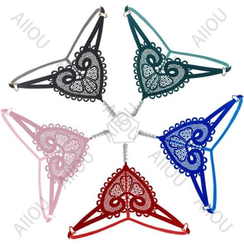 5PCS Sexy Women Underwear Lace Panties Hot G-String Pearl Sexy Massage Underwear Low-Rise Perspective Lingerie Female Thongs