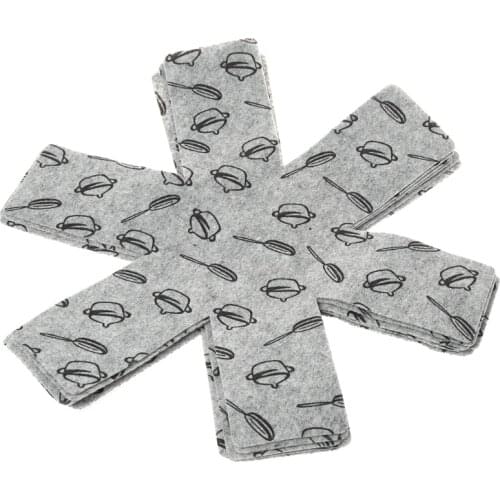 6PCS Pot Pan Protectors Gray Print Premium Divider Pads Scratching Separate