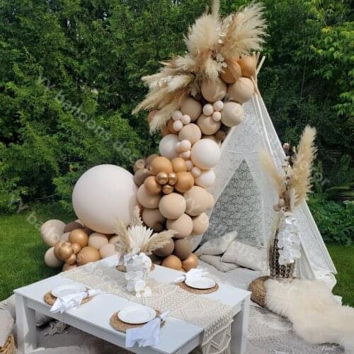 Double Apricot Chrome Copper Ballon Arch 96pcs Doubled Nude Blush Balloon Garland Wedding Decoration Baby Shower Birthday Decor