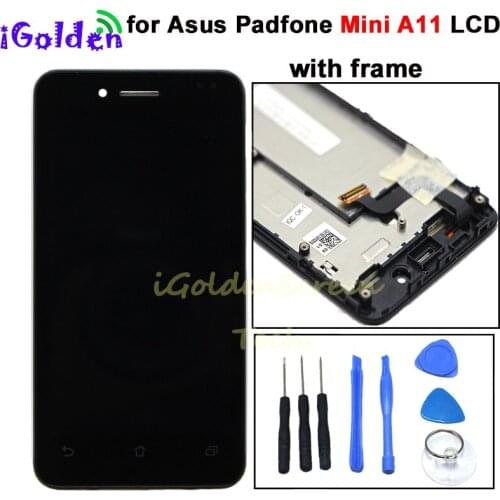 Black LCD Display Screen Monitor Panel Screen + Touch Screen Digitizer Glass Sensor Assembly + Frame For Asus Padfone Mini A11