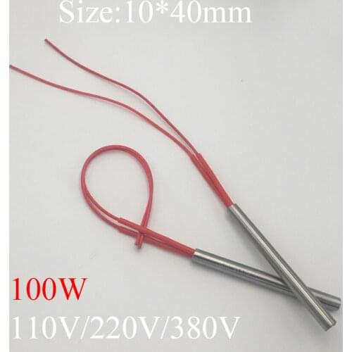 10x40 10*40mm 100W AC 110V 220V 380V Stainless Steel Cylinder Tube Mold Heating Element Single End Cartridge Heater