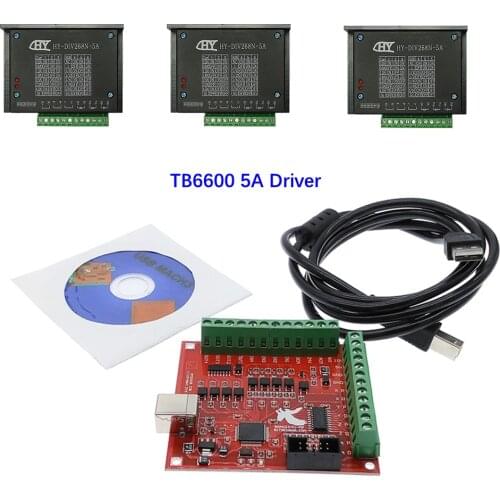 CNC TB6600 mach3 usb 3 Axis Kit, 3pcs TB6600 1 Axis Driver + one mach3 4 Axis USB CNC Stepper Motor Controller card 100KHz