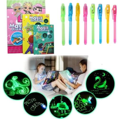1PC A4 A5 LED Luminous Drawing Board Magic Draw With Light-Fun Fluorescent Pen Graffiti Doodle Drawing Tablet Educational Toy