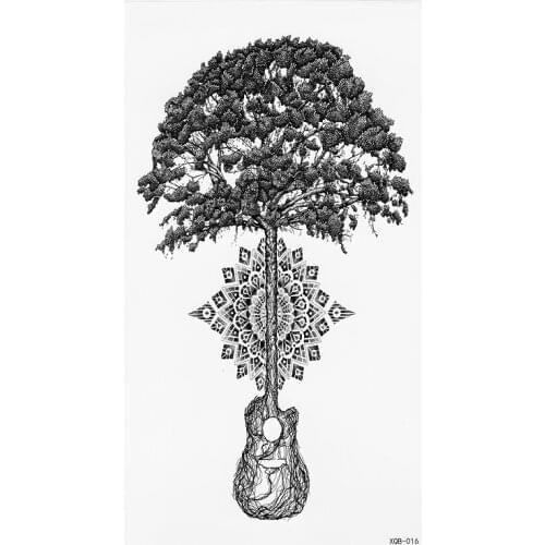 The Tree Of Life Music Small Full Flower Arm Temporary Waterproof Tattoo Stickers Fox Owl for Women Men Body Art