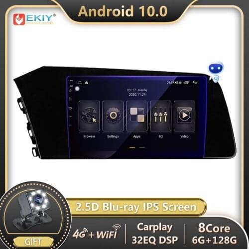 EKIY 6+128G For Hyundai Elantra 7 2020 2021 Android 10.0 Car Radio Multimedia Blu-ray IPS Screen Navigation GPS Stereos no 2din