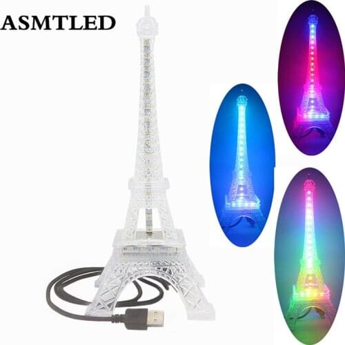 Eiffel Tower Atmosphere Lamp DC5V USB WS2812B Smart Addressable 48 Pixels LED Night Light ， Tail Plug Can Be Connected In Series