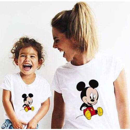 Fashion Family T Shirt Short Sleeve Casual O-neck Baby Mickey Print Mommy And Me T-shirts Family Matching Outfits Family Tees