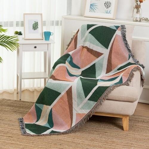 Geometric Throw Blanket Qiqiao Pattern Sofa Decoratives Slipcover Office Living Room Tea Table Sofa Non-slip Stitching Blankets